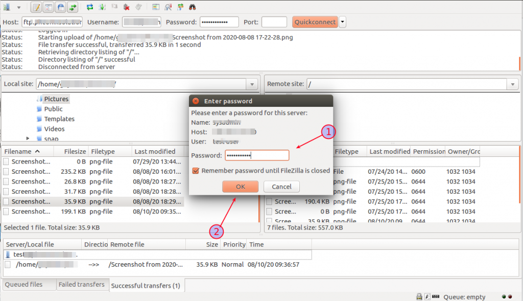 filezilla port cpanel