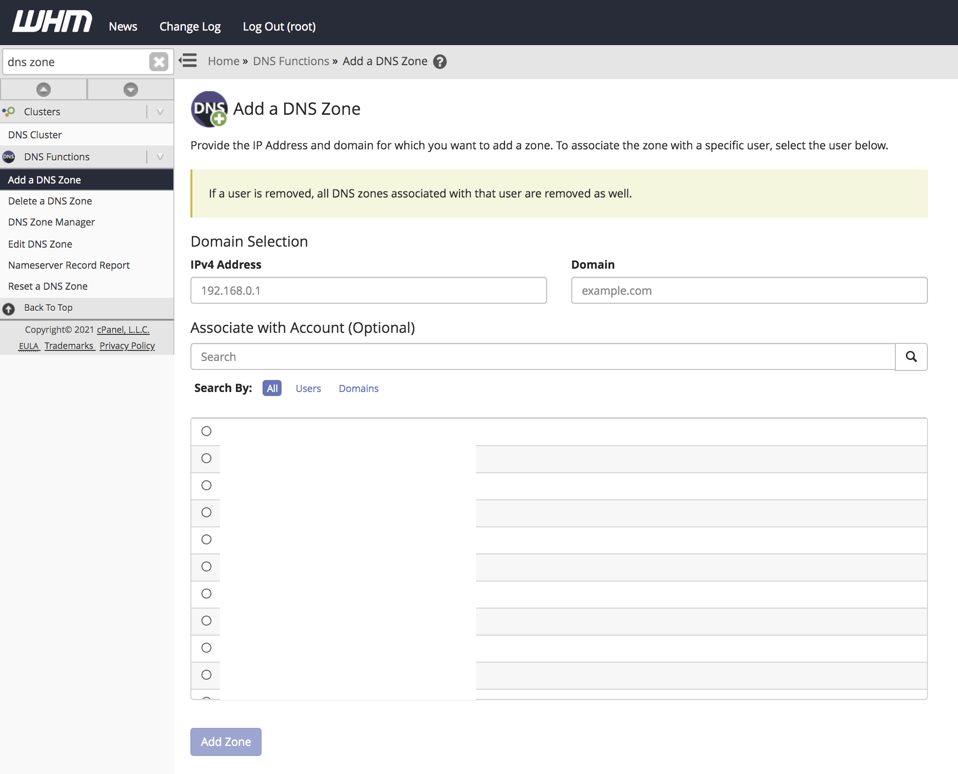 How to Add a new DNS Zone in WHM - PheonixSolutions Knowledge-Base